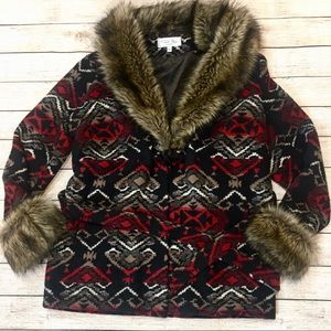 Taska Polizzi saddle blanket jacket with faux fur!